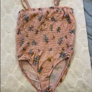 Pink floral bodysuit